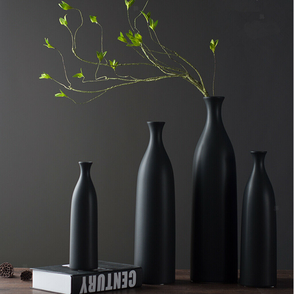 Modern Ceramic Flower Vase Centerpieces Office Living Room Decor Black L