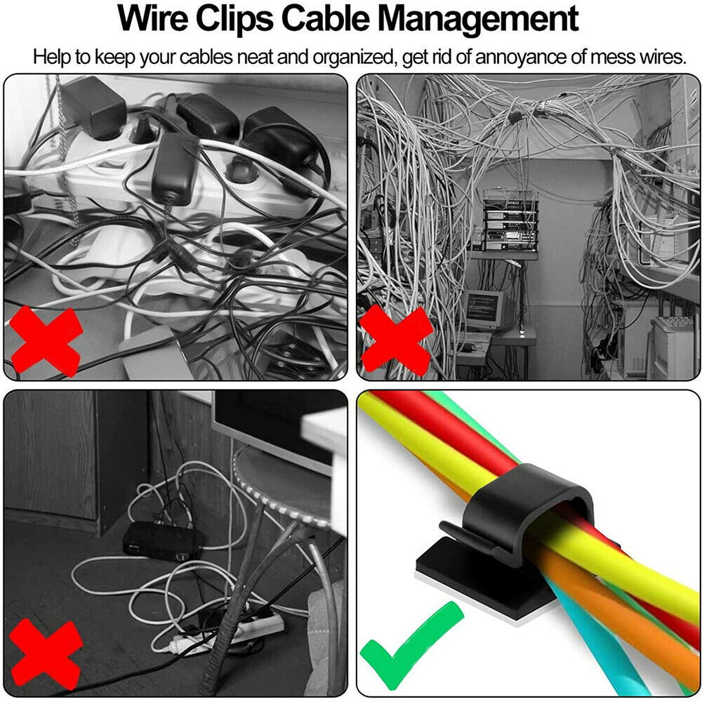 50PCS Cable organizers Reinforced Cable Clamps with Strong Tape Wiring Clamps