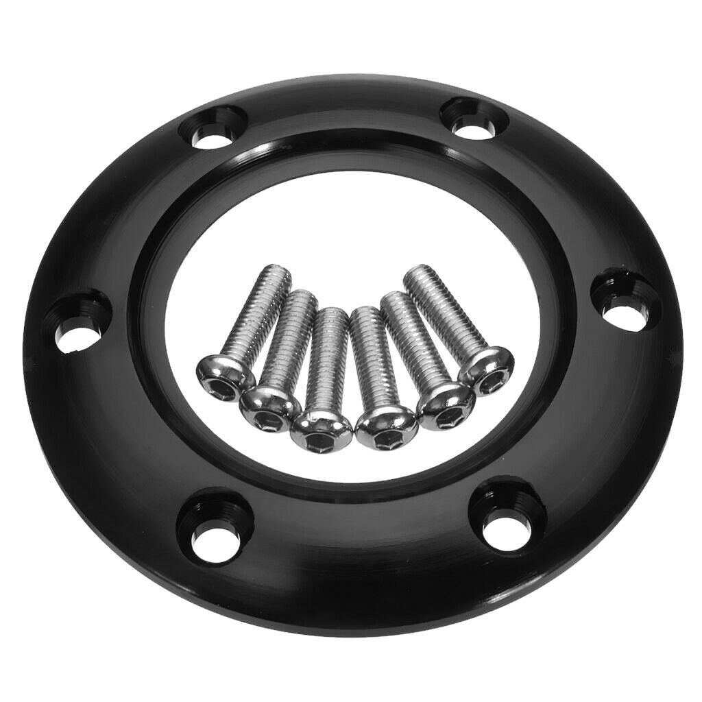 Black 70mm Steering Wheel Horn Button Ring with 6 Bolts