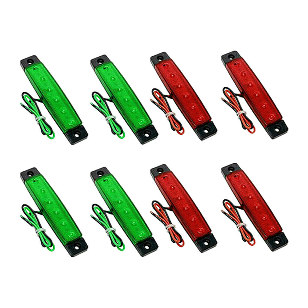 8pcs Red + Green Boat Navigation Light LED Stern Starboard Lamps for Boat