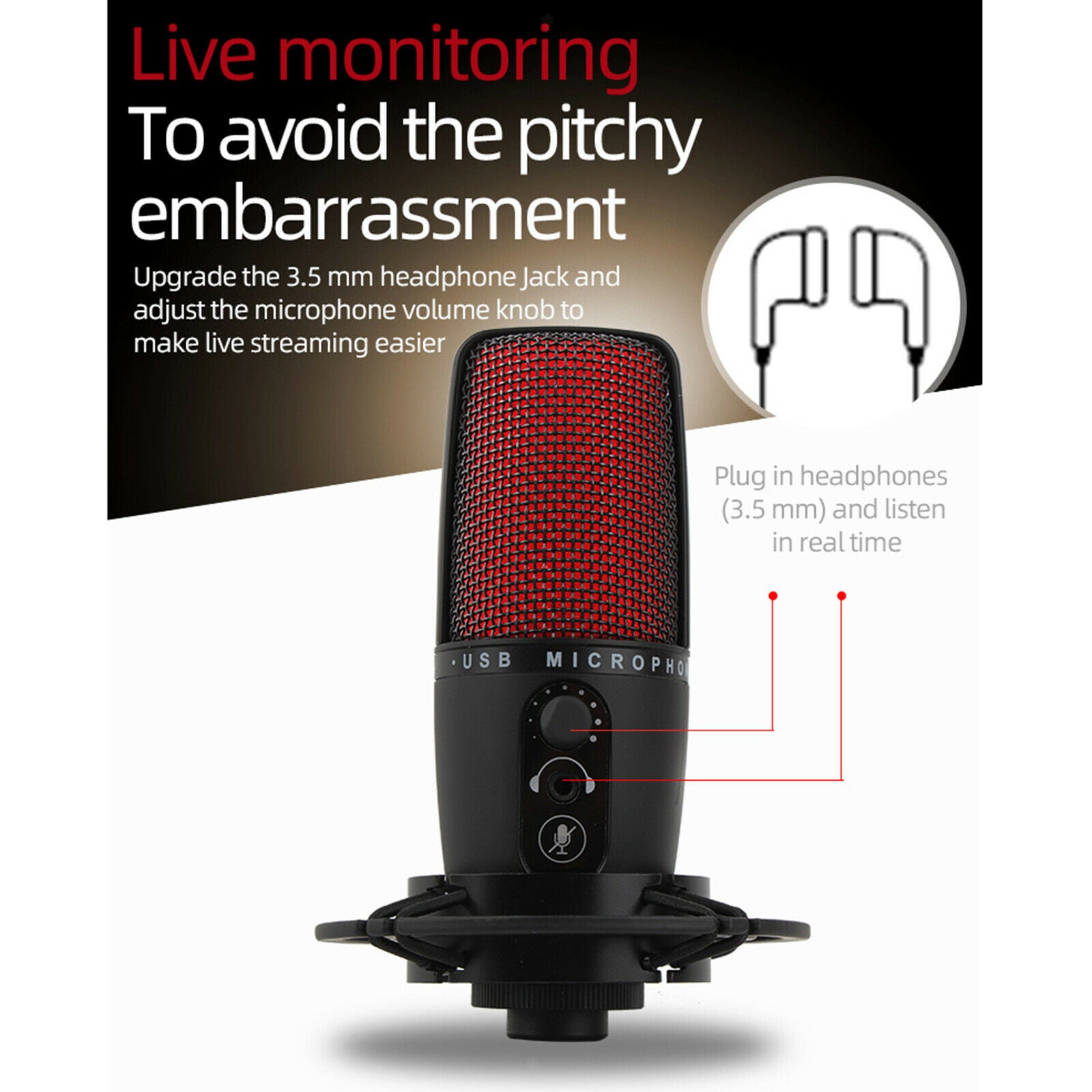 Professional USB Audio Condenser Microphone with Tripod for Studio Recording