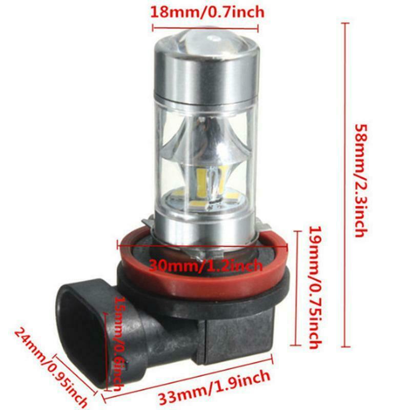 2pcs White H11 60W LED Bulbs High Power Fog Night Lights Running Driving DRL