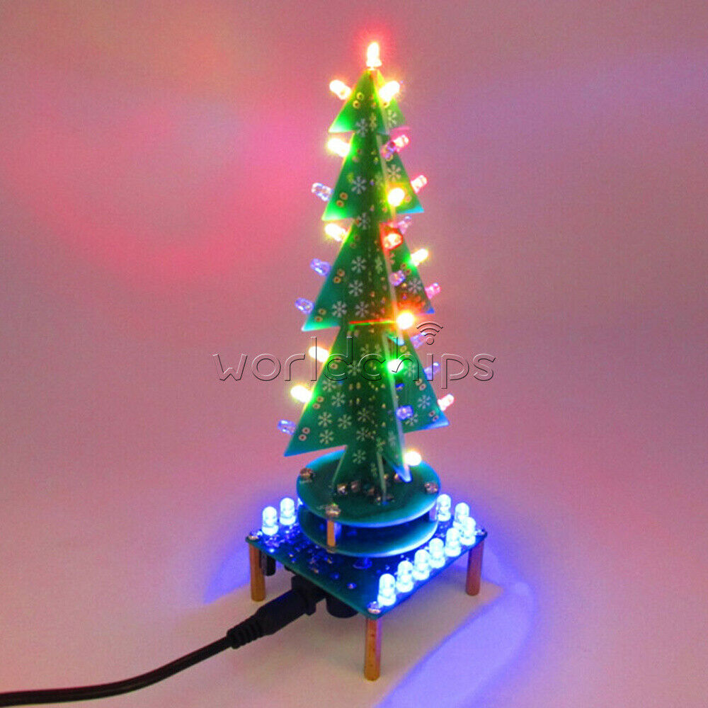 Rotating Music Colorful Christmas Tree LED Water Lamp+Breathing Light DIY Kits