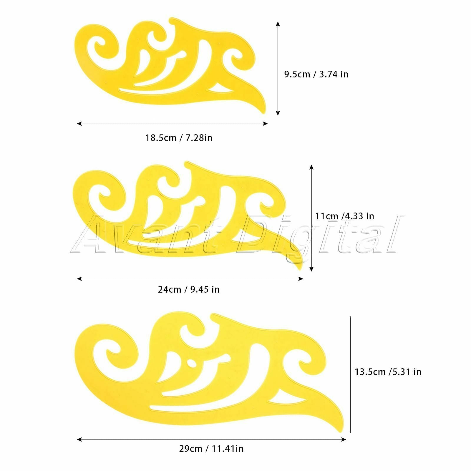 French Curve Template Ruler Drawing Drafting Tailor Designer Supply Plastic 3pcs