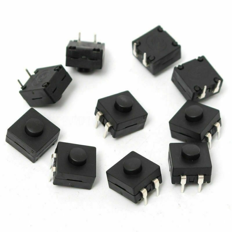 20PCS 2-Pin DIP PCB Mini Latching Tactile Tact Push Button Switch 12x12x9mm