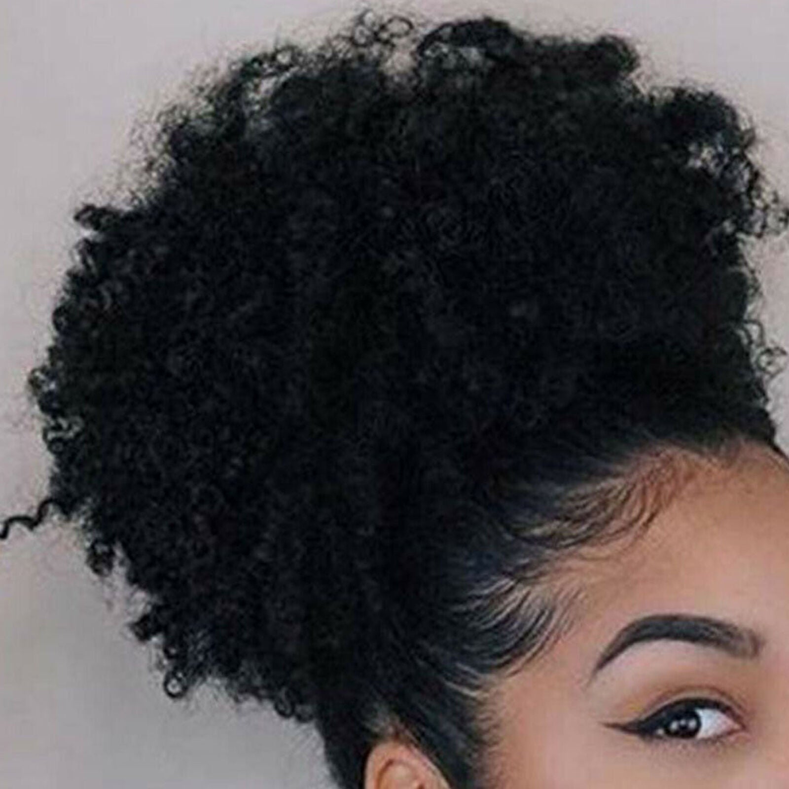 Puff Ponytail Bun Clip In As Human Hair Extensions Afro Black Curl Chignon