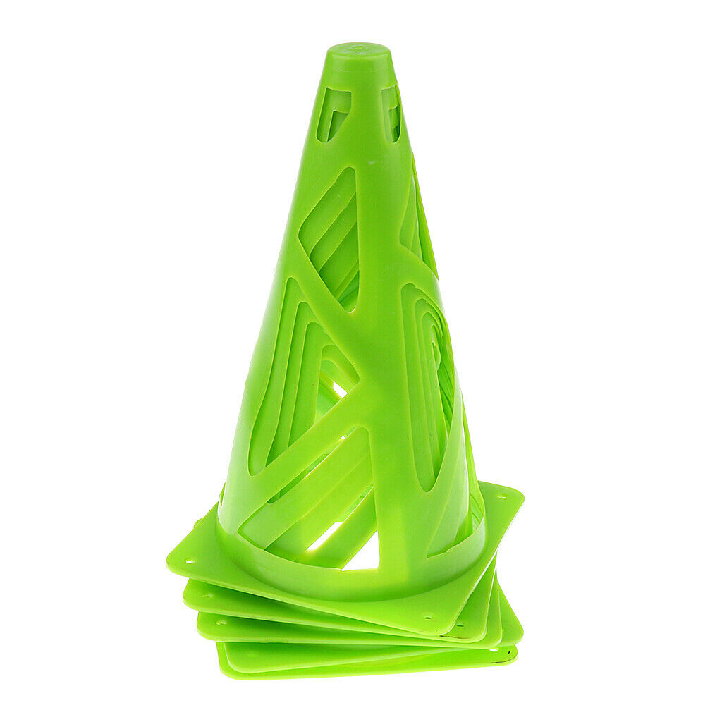 5Pcs Traffic Safety Sports Football Soccer Skating Game Cones 9" - Green