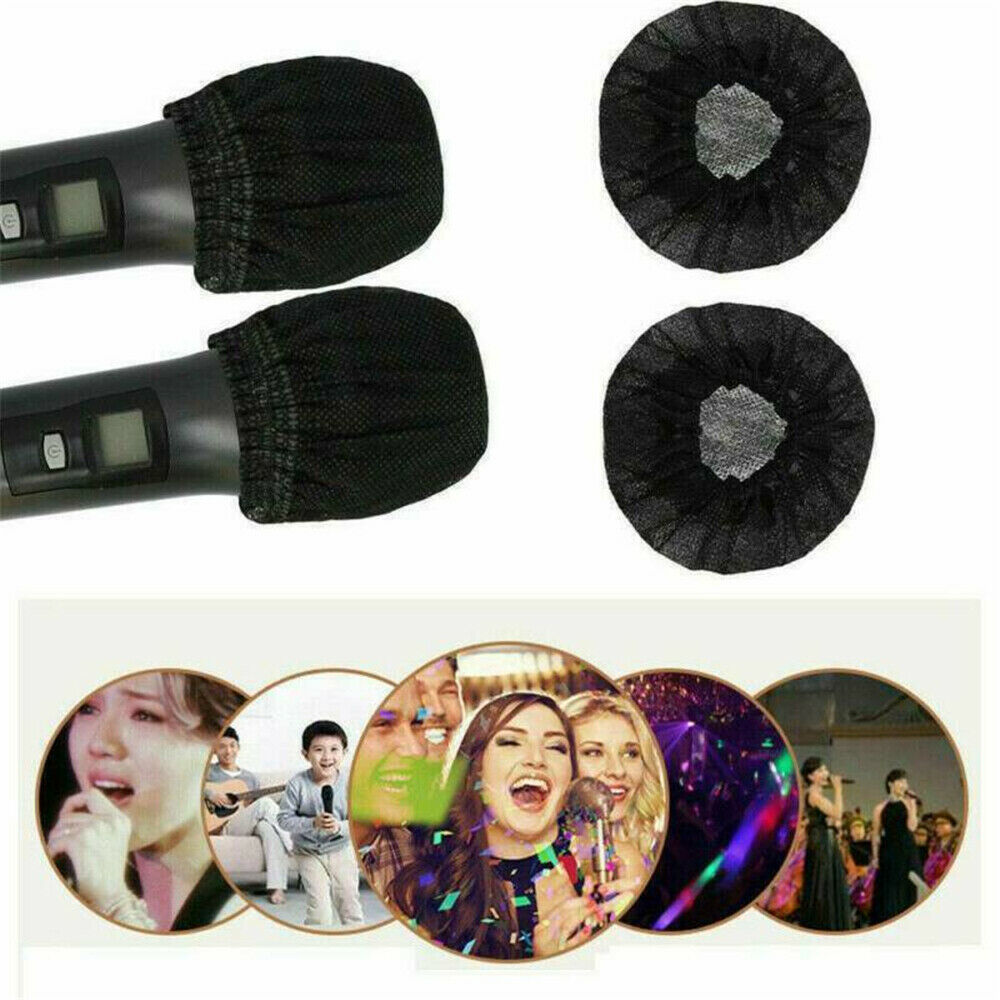 100Pcs Disposable Microphone Cover Non-Woven Protective Caps For Karaoke