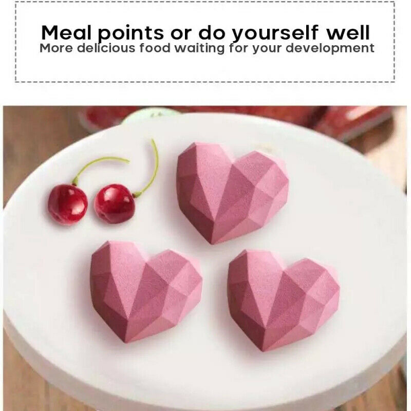 8-Cavity Diamond Love Heart-Shaped Silicone Molds Cake Mousse Chocolate D.l8