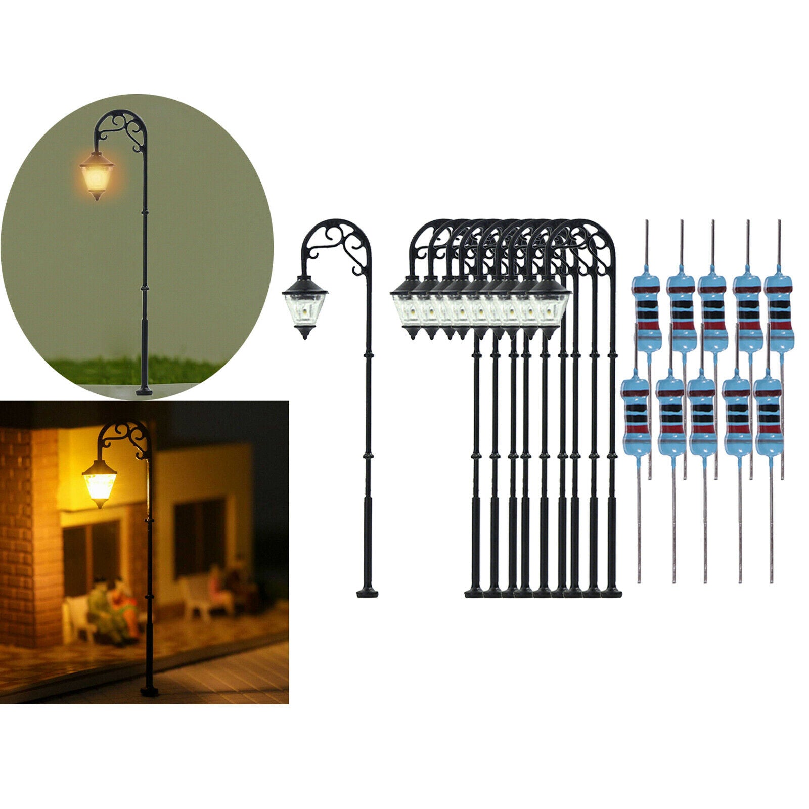 5pcs 1/87 HO Scale Mini Garden Railway Train 3V Lamppost Lights Accessory