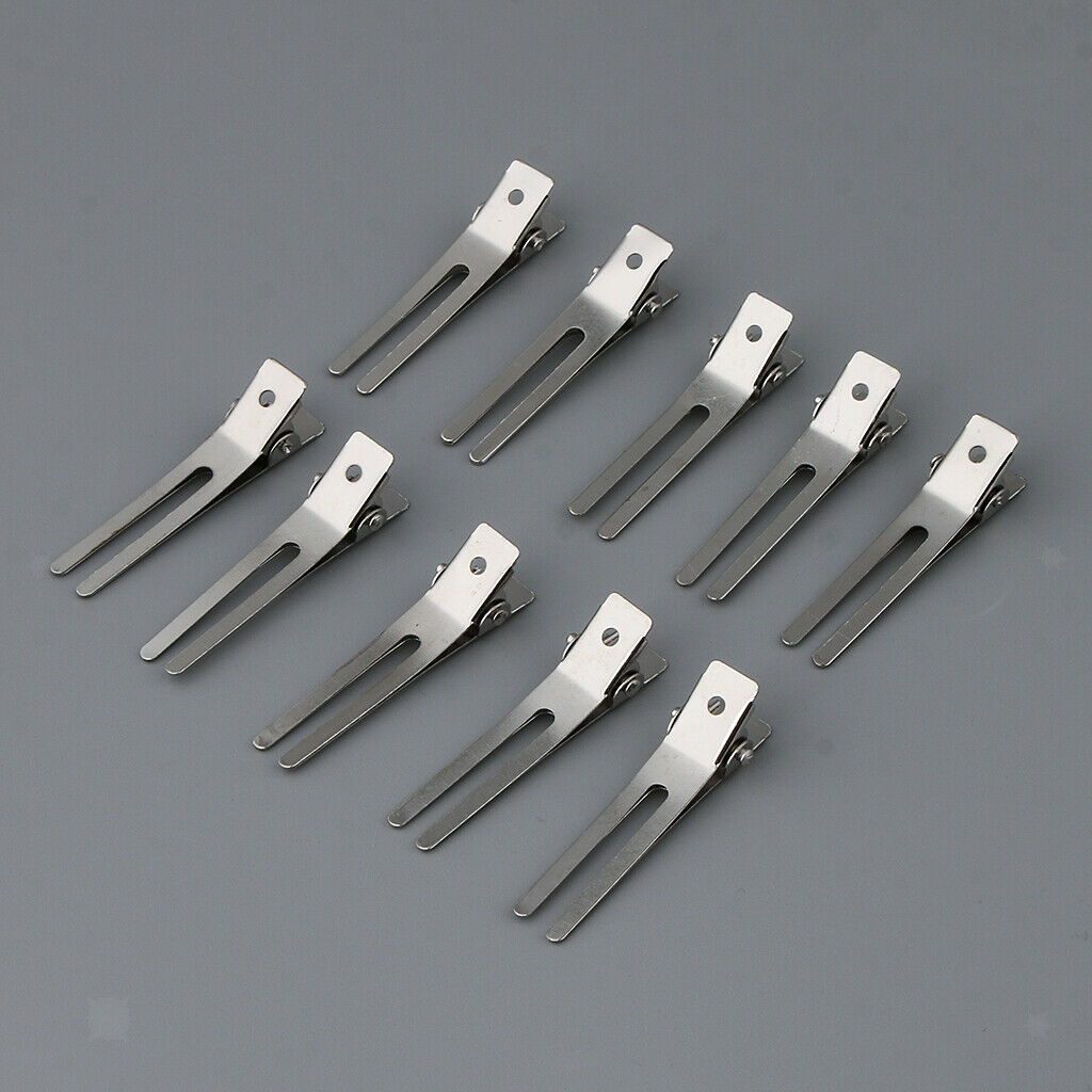 10pcs Metal Double Prong Alligator Clips Beak Clips DIY Headdress Craft 45mm