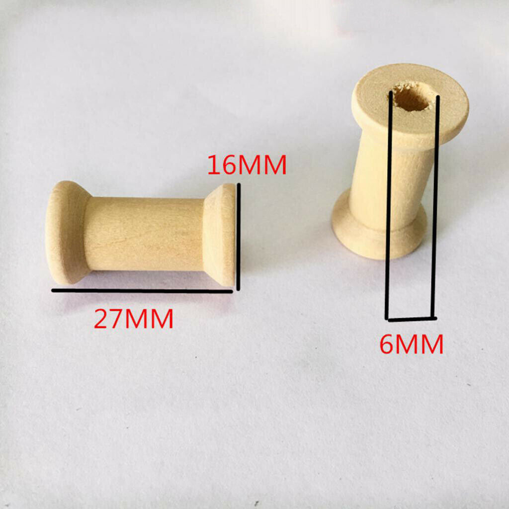 50 Unfinished Wood Spools Thread Bobbins Cord Wire Coil Wood Craft Sewing Notion