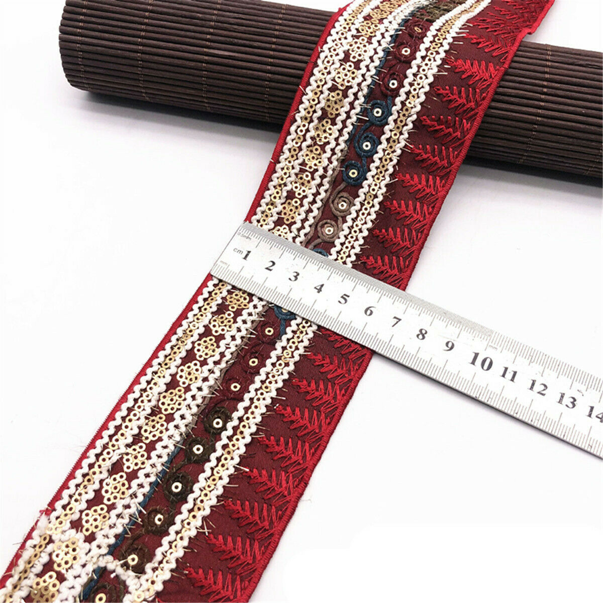 2 Yards Lace Ethnic Trim Embroidery Jacquard Ribbon Woven Belt Collar Craft DIY