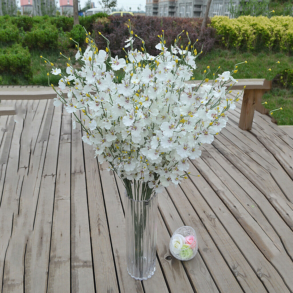 10pcs Artificial Butterfly Orchid Real Touch Flowers Xmas Room Decor White
