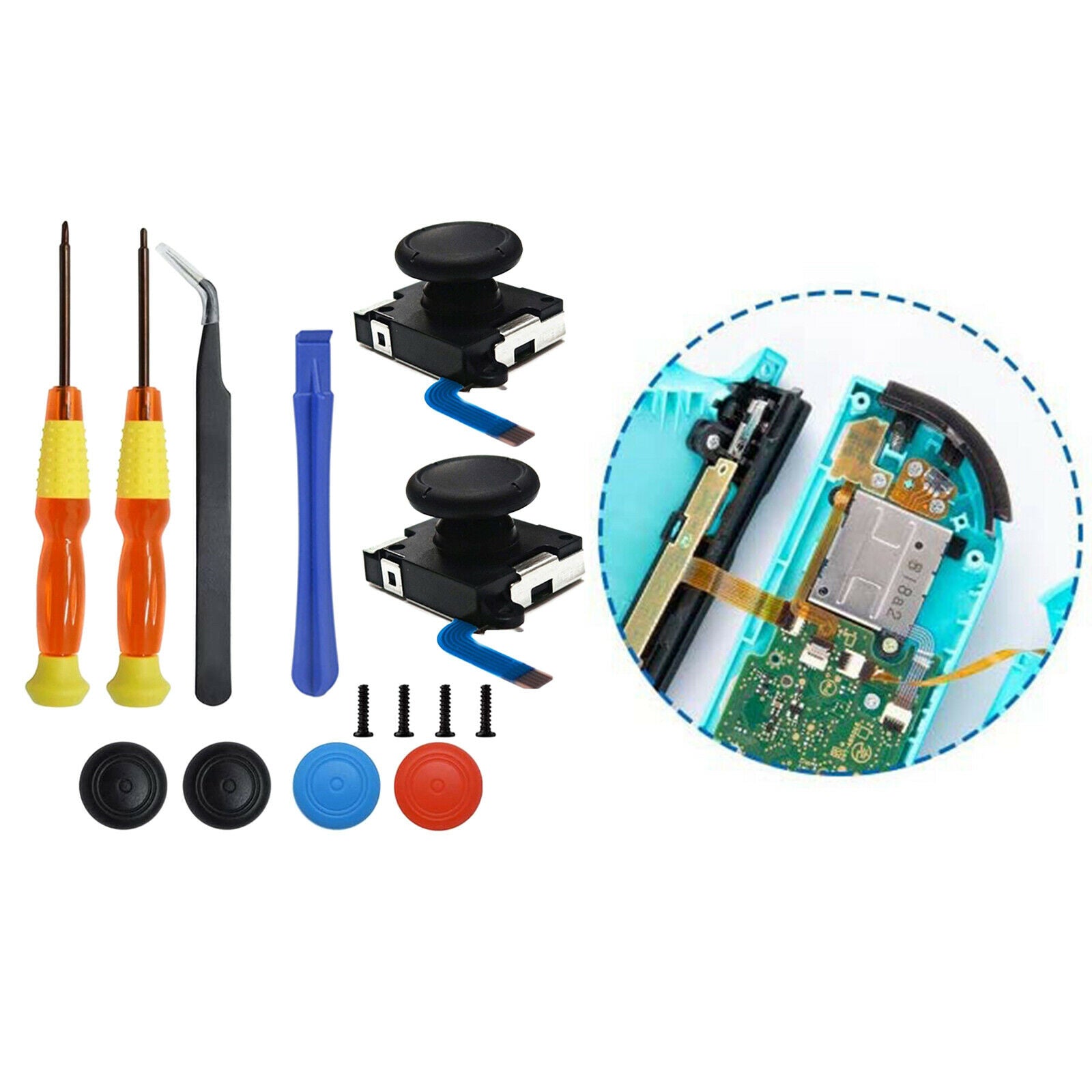 14Pcs Joystick Analog Thumbsticks for Nintendo Switch Joy-Con Repair Kit