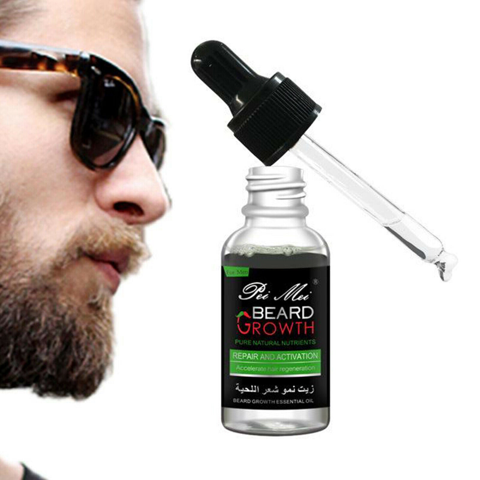 Men Mustache Beard Growth Oil Facial Hair Grooming Growth Treatments 30ml
