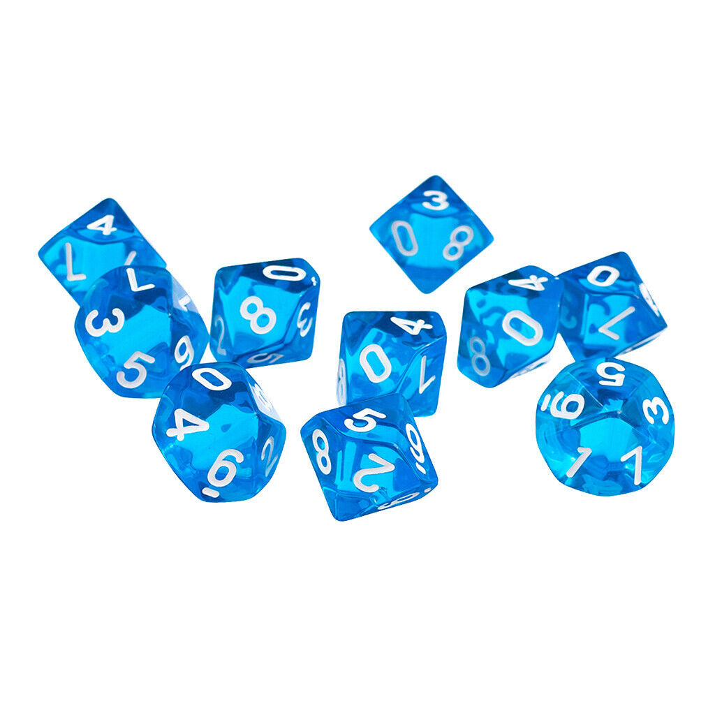 30x15mm Acrylic D10 Dice 10 Sided for DND MTG TRPG Party Games of Chance
