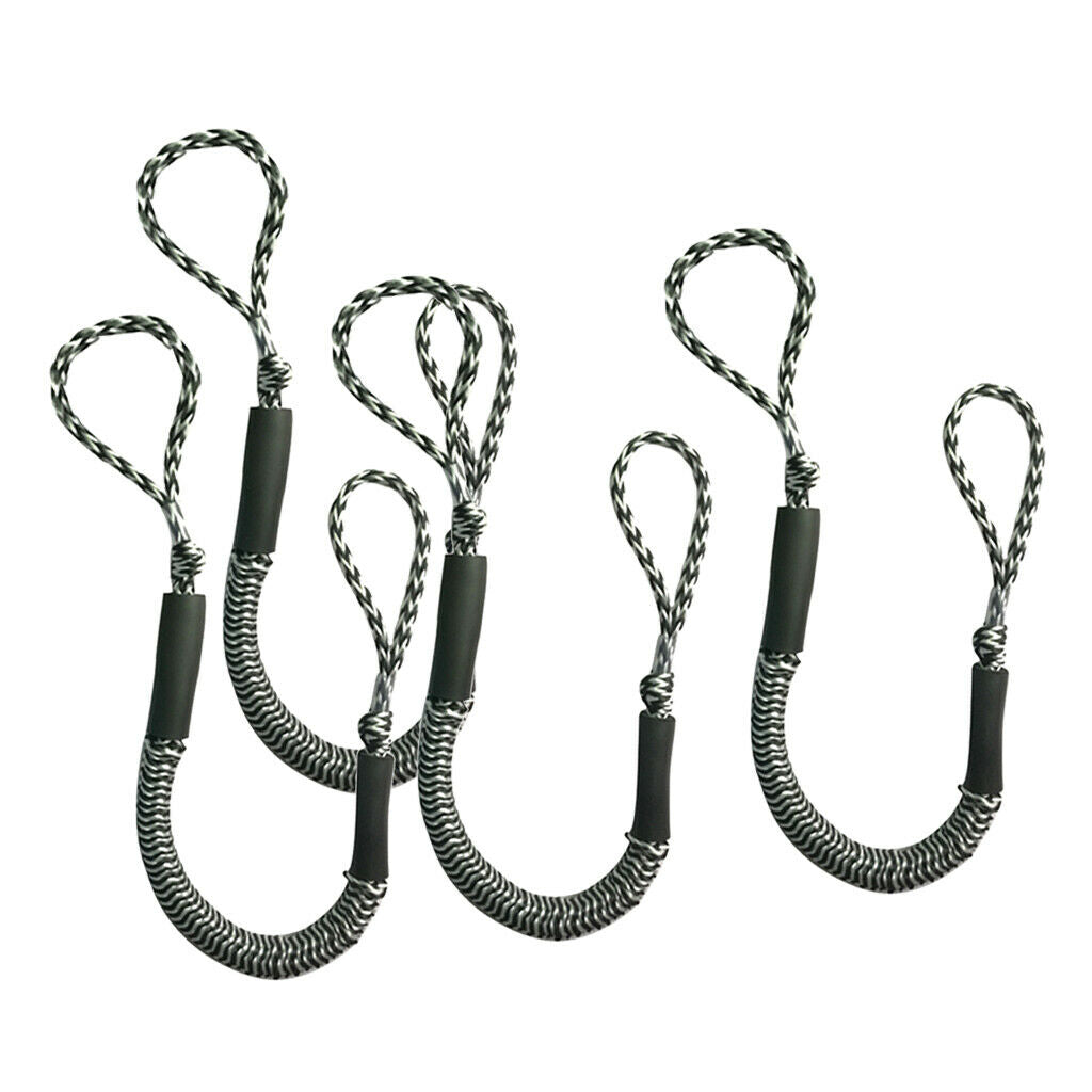 4-Pack Bungee Dock Line 4ft Stretches to 5.5ft for Boat PWC Anchors Tie Down