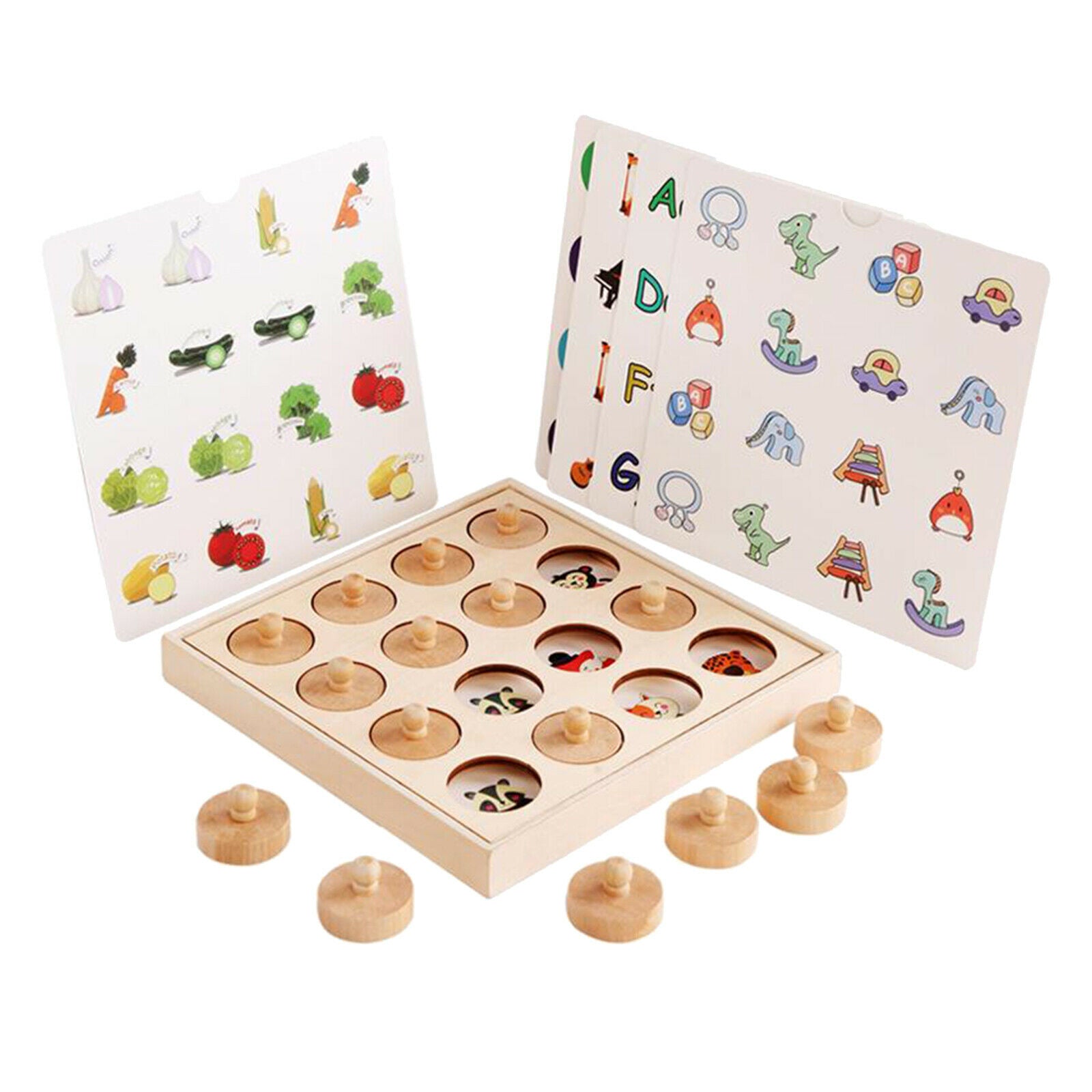 Early Education Puzzle Toys Kids Wooden Memory Matching Chess Game Puzzle