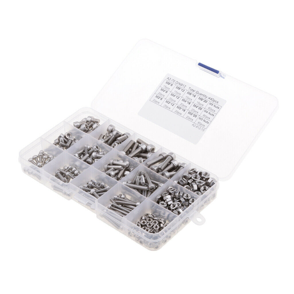 440pcs 304 M3  M5 Stainless Steel Screws for Electrical Equipment