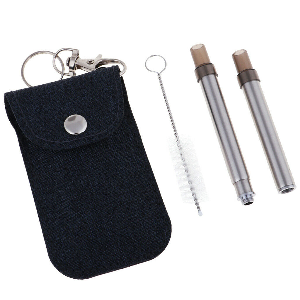 Stainless Steel Foldable Drinking Straw Tumblers Sucker Pipe with Carry Bag S