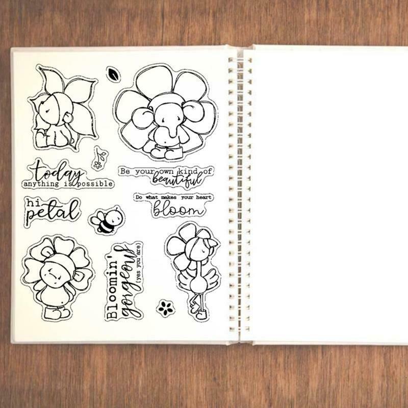 Baby Elephant Transparent Silicone Seal Stencil DIY Crafts Printing Mould