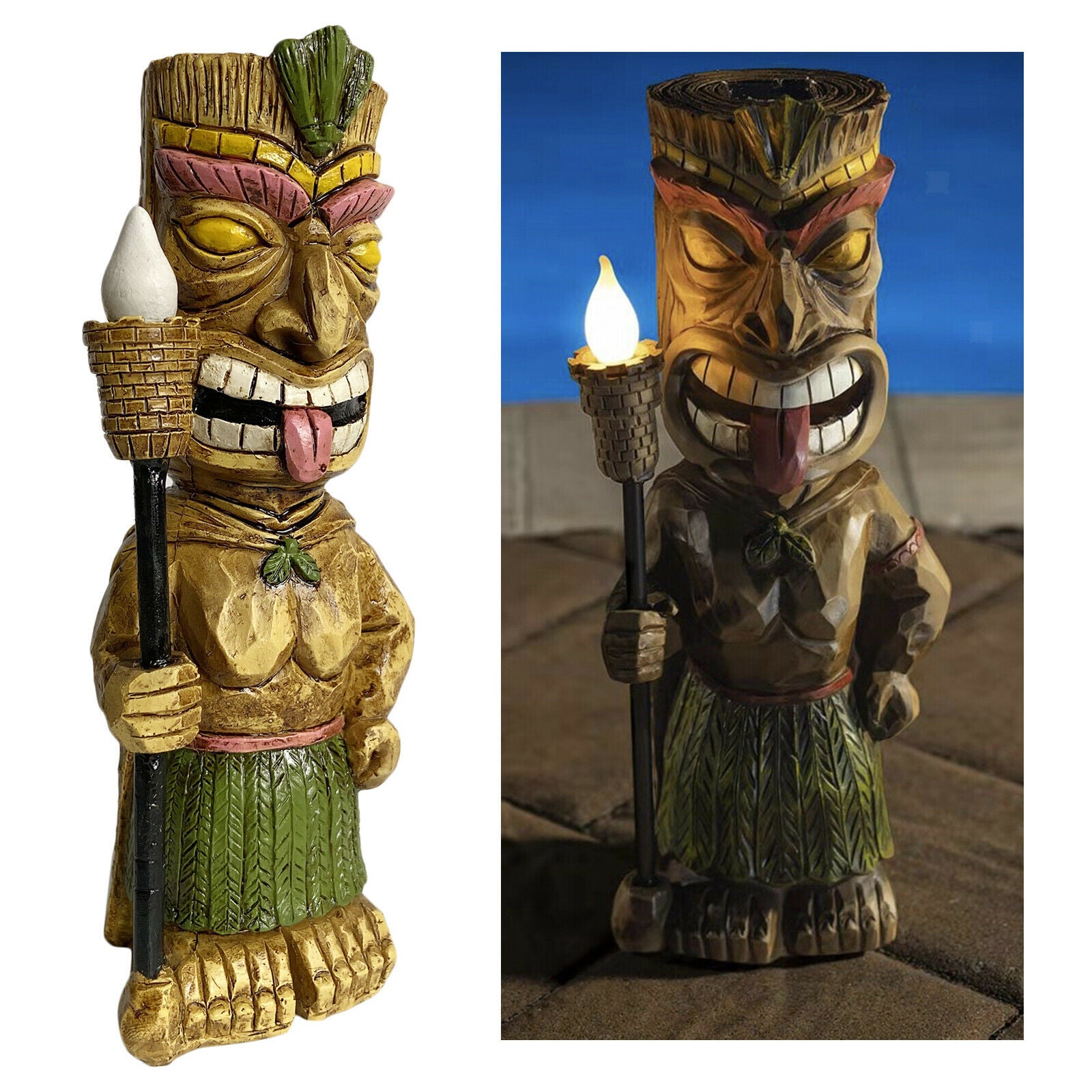Party Time Tiki Solar Powered LED Outdoor Decor Garden Light Decorations