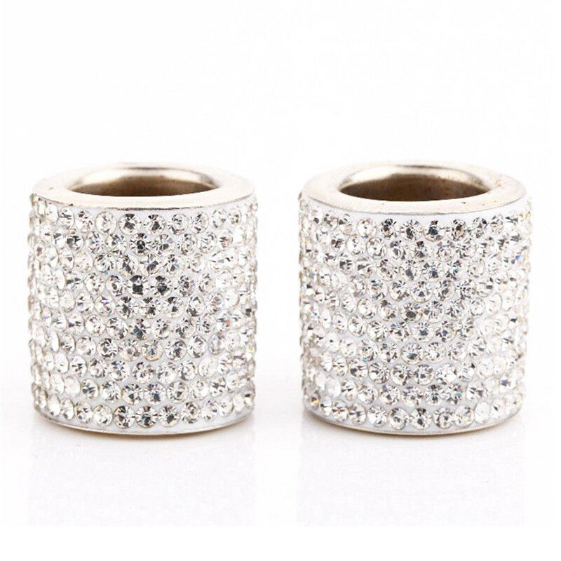 4PCS Diamond Bling Crystal Car Headrest Collar Interior Decor Cylindrical Grand
