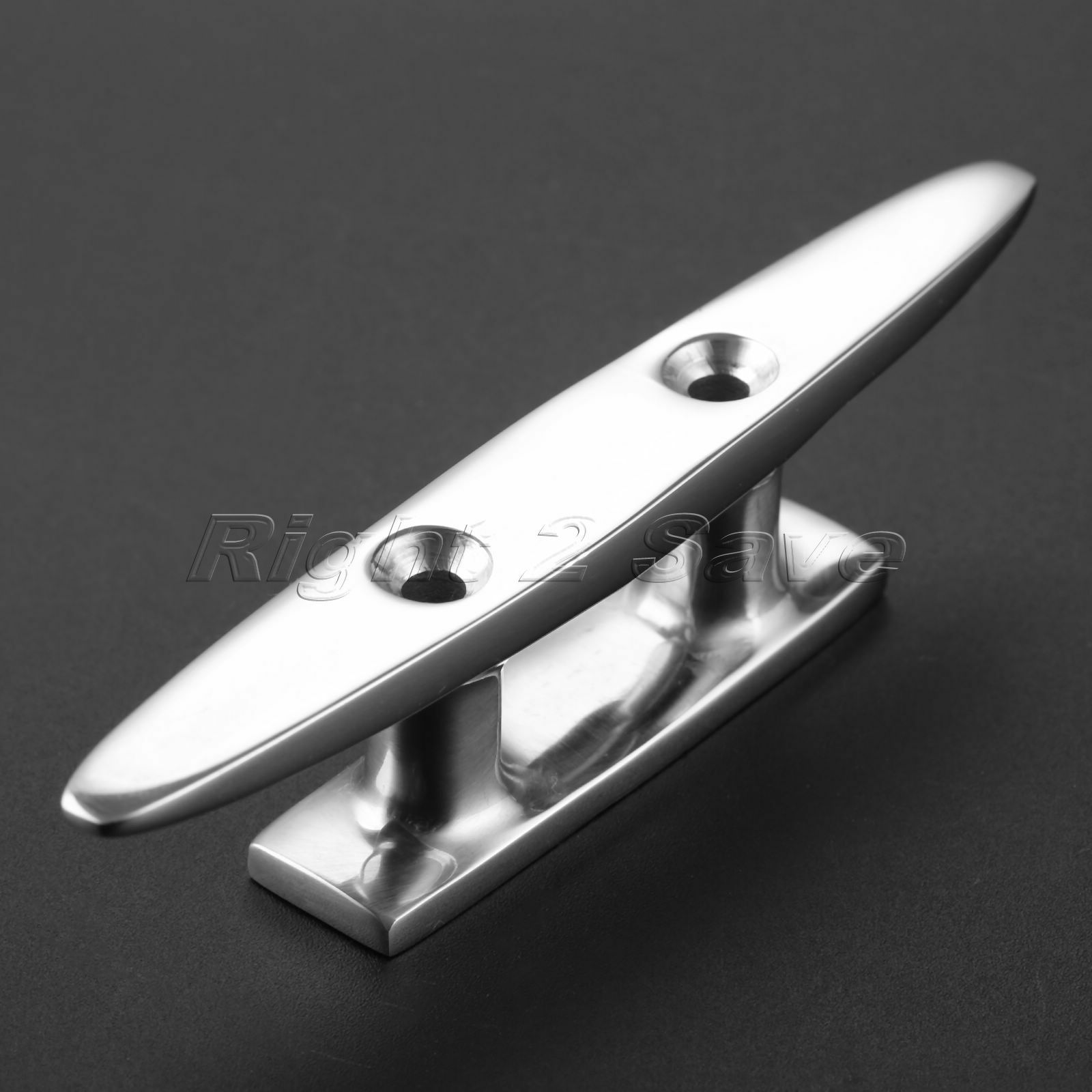 2X Boat Yachting Marine Stainless Steel 4" Flat Top Low Cleats Deck Silhouett