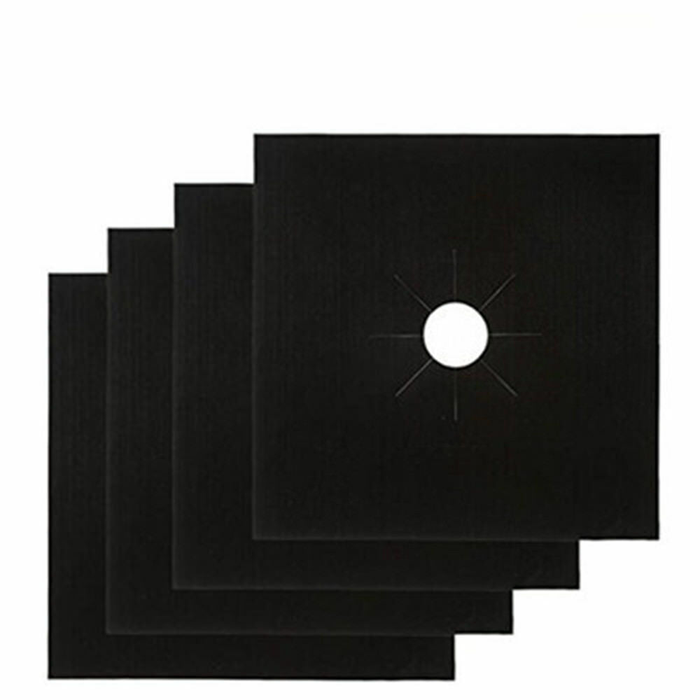 4pcs/set Reusable Gas Range Stove Top Burner Protector Liner Cover For Cleaning