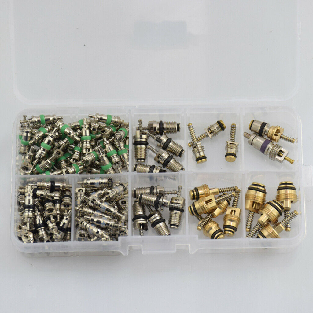 Set Of 134 Pieces A / C Schrader Valves R134a Tires Set Screws Nuts