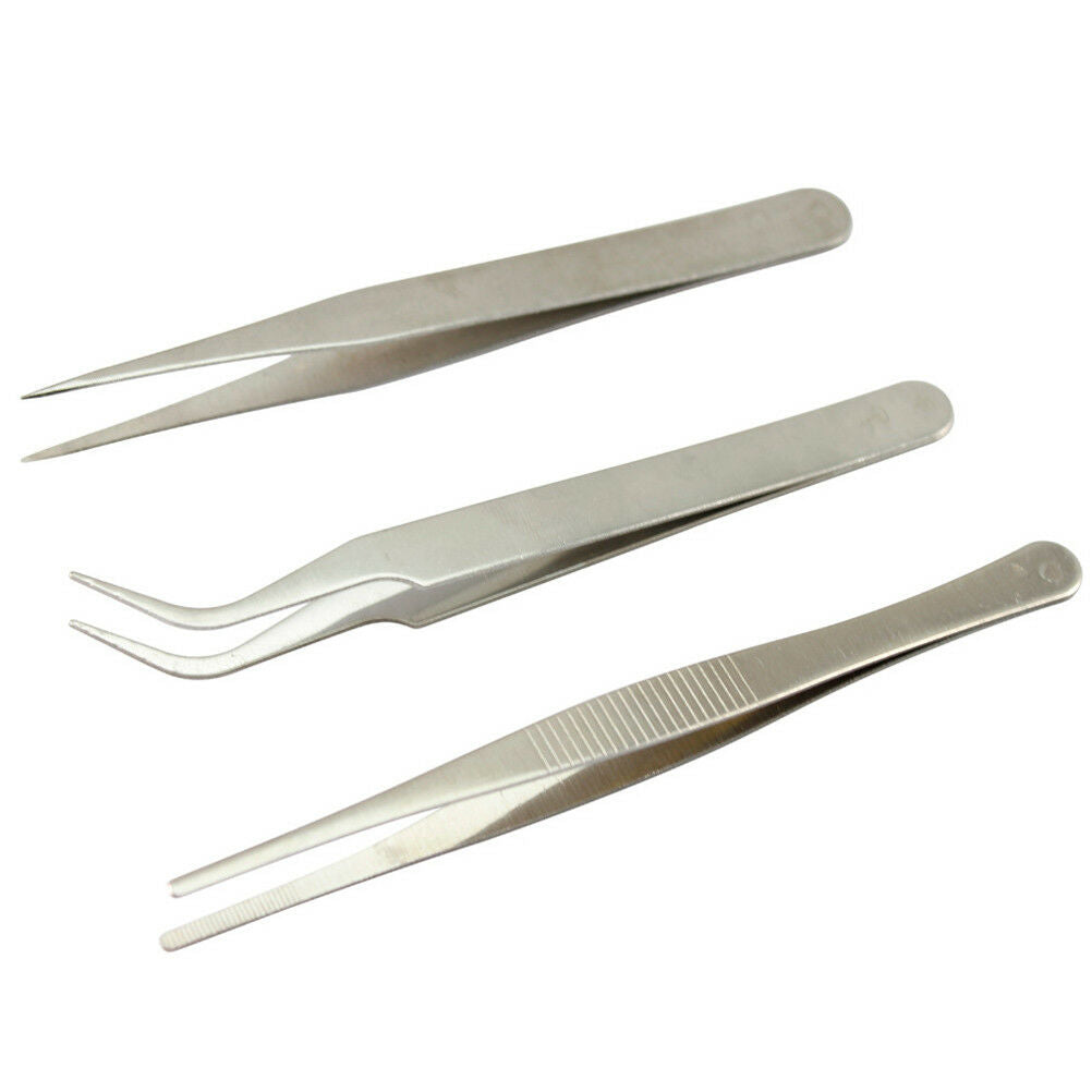 3X Repair Precision Jewellery Making Tool Stainless Steel Electronic Tweez.l8