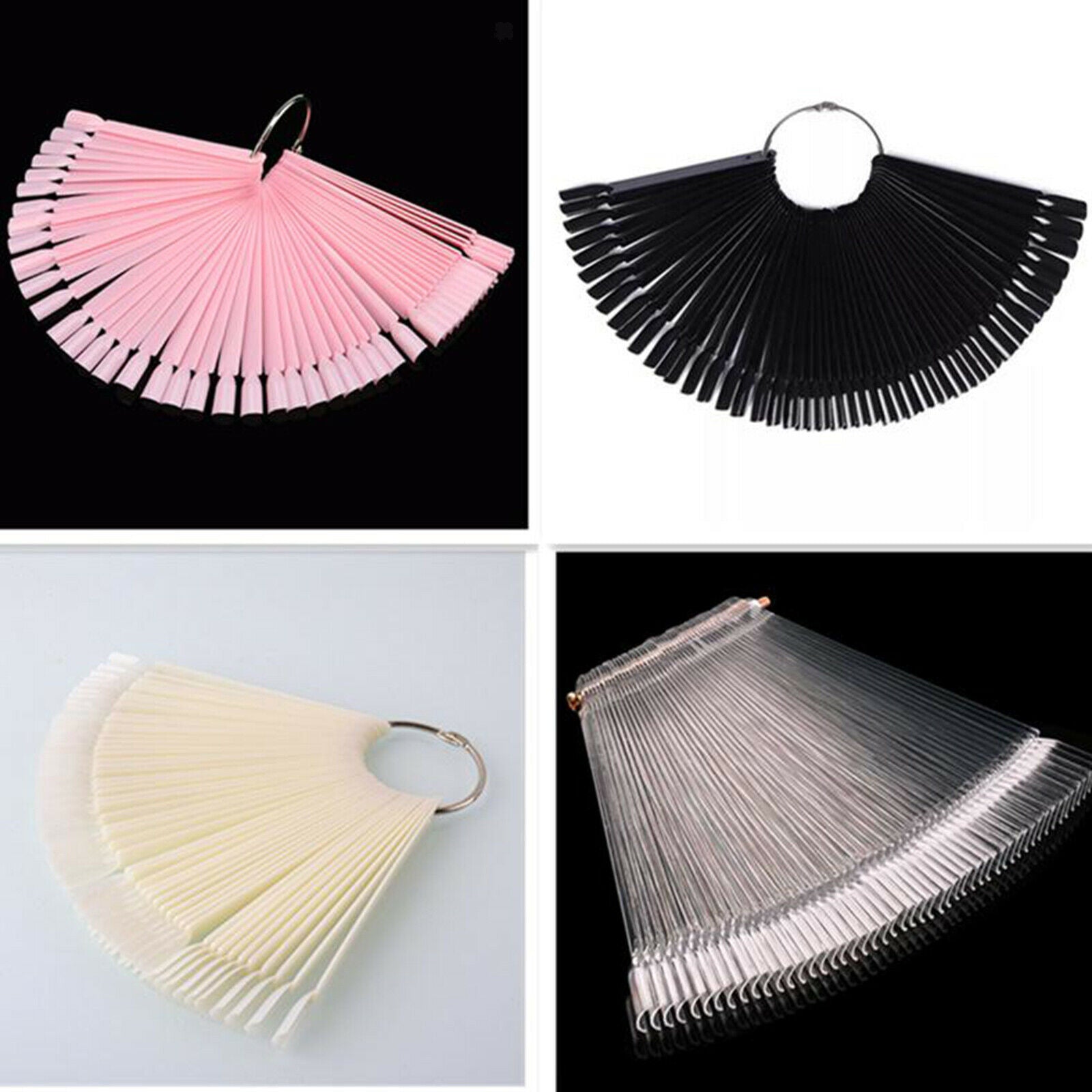 200x 4-Color Fan-shape False Nail  Sticks Templates Sticks Detachable