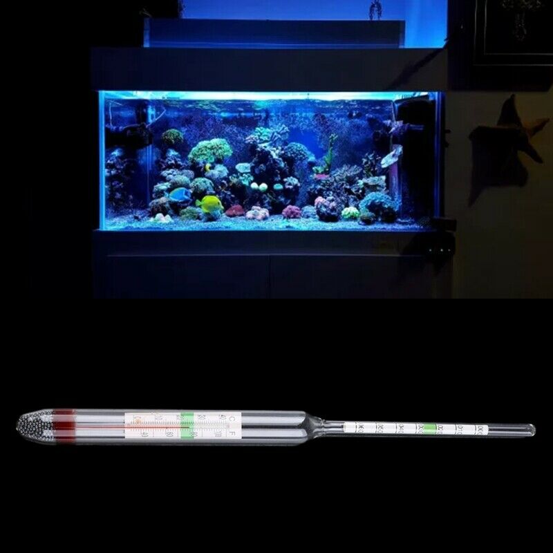 Aquarium Glass Hydrometer with Thermometer Salt Marine Salinity Tester Meter