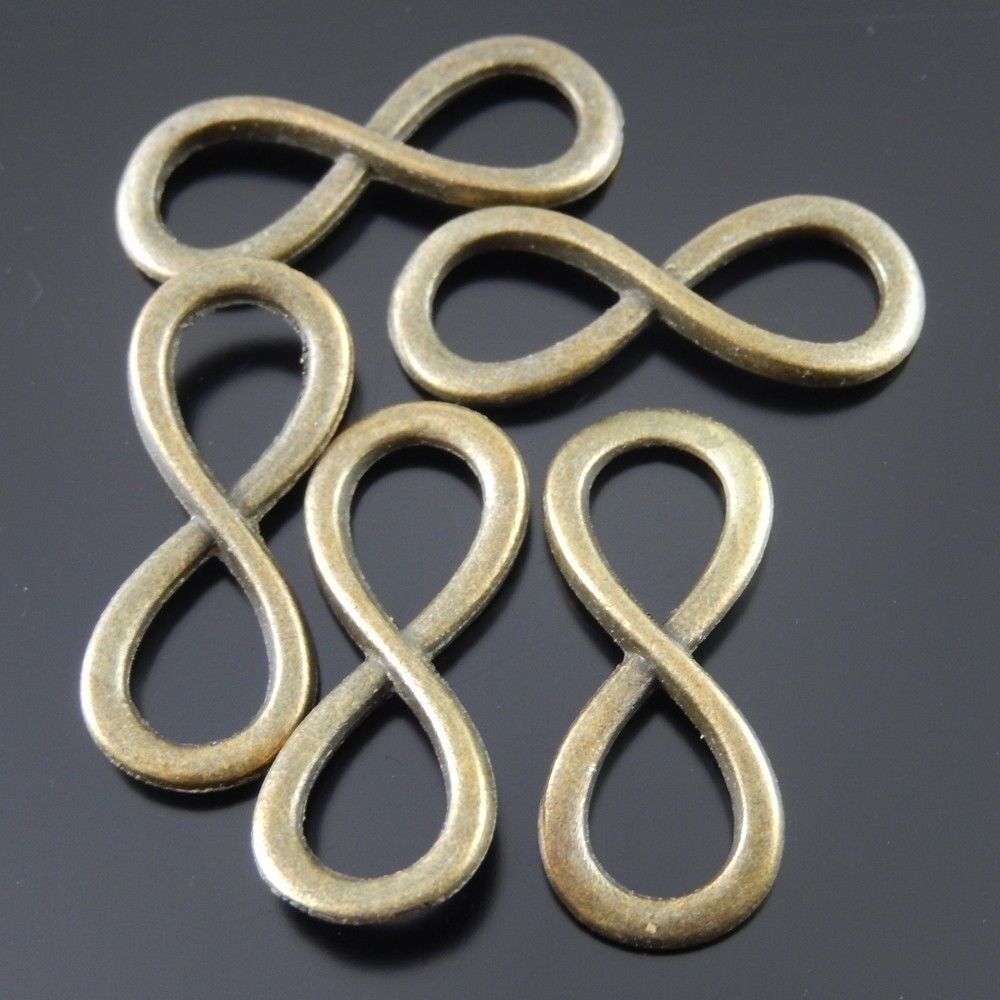 10 Retro Bronze Infinity Charm Bracelet Connector Alloy Pendant Jewelry 31*13mm