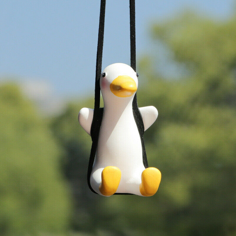 Gypsum Cute Car Accessories Swing Duck Pendant Auto Rear-view Mirror Ornaments