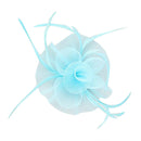 Flower Net Feather Fascinator Beak Clip Wedding Races Fascinator Baby Blue