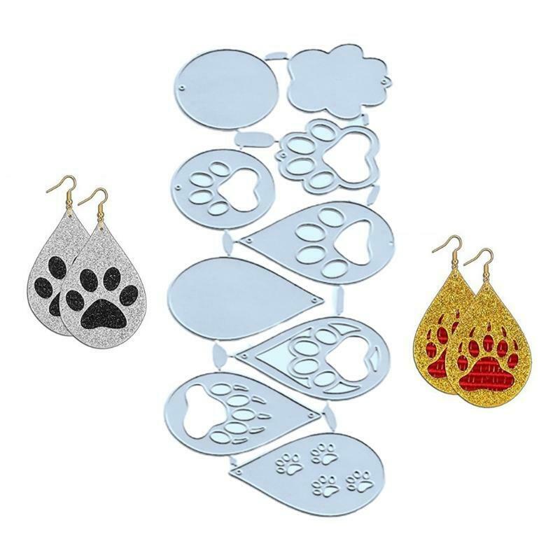 Earring Die Cuts, DIY Scrapbook Paw Teardrop Cutting Dies for Making Earrings
