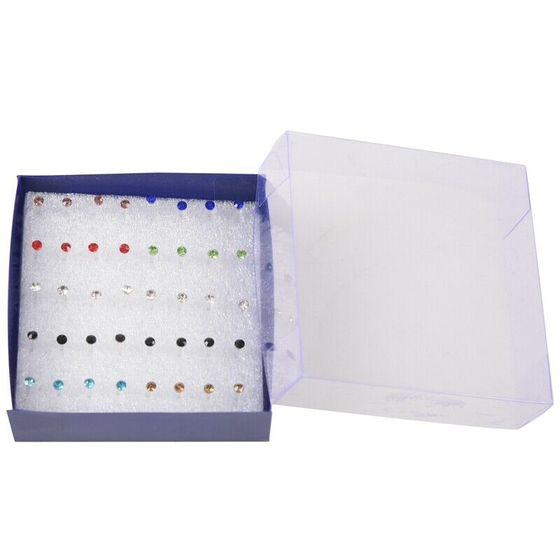 20 Pairs Colorful Faux Rhinestone Decor Plastic Ear Studs Ears D5L6L6