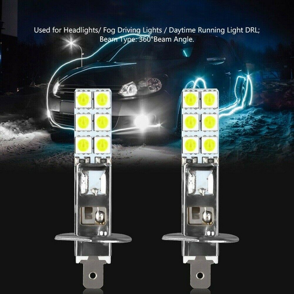 4 pack H1 Super White 6000K 55W 12SMD 5050 LED Headlight Bulb Kit Driving Light