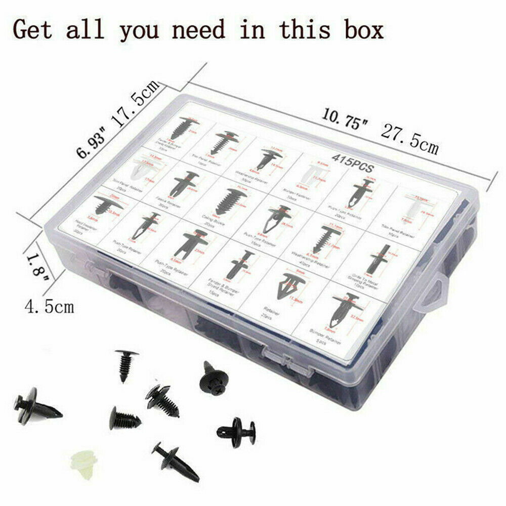 415Pcs Auto Car Body Plastic Push Pin Rivet Trim Fastener Clip Screwdriver Nylon