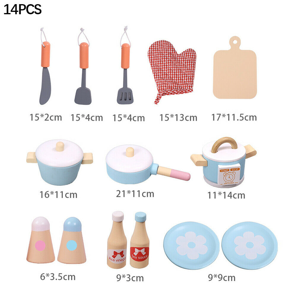 14x Kitchen Playset Role Play House Cookware Spatula Cutting Board for Kids