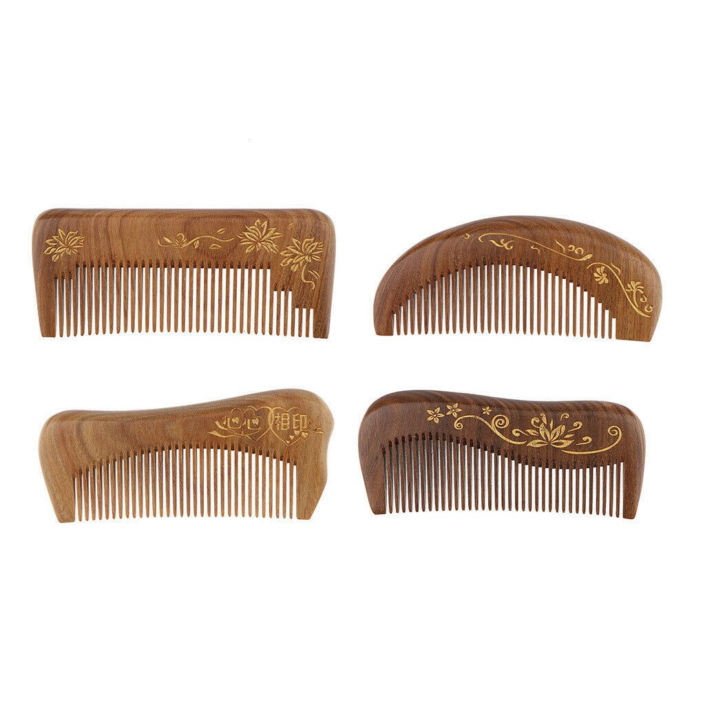 Wide Tooth Natural Wooden Hair Comb Anti-static Massage Detangler Comb Character