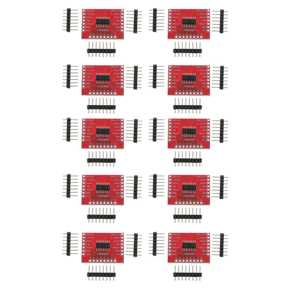 10X Plastic 74HC595 Register Board Breakout IC Standard 0.1" Spaced Headers