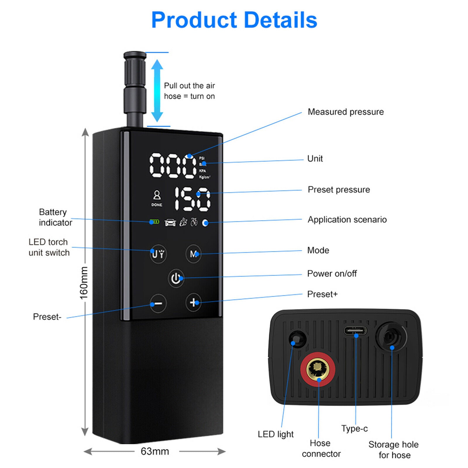 Mini Wireless Air Pump Electric Tyre Inflator Car Bicycle Air Compressor