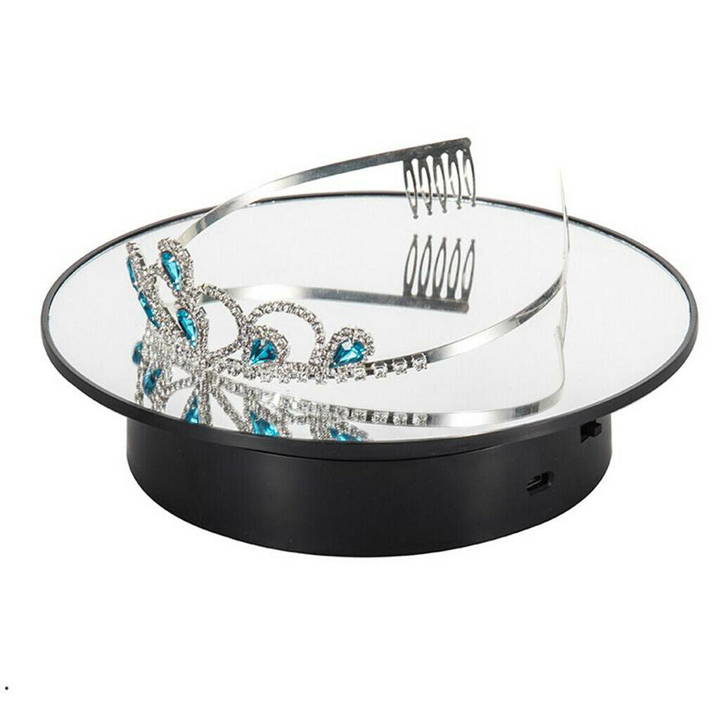 2x Electric 360° Rotating Display Stand Velvet & Mirror Top Jewelry Bag