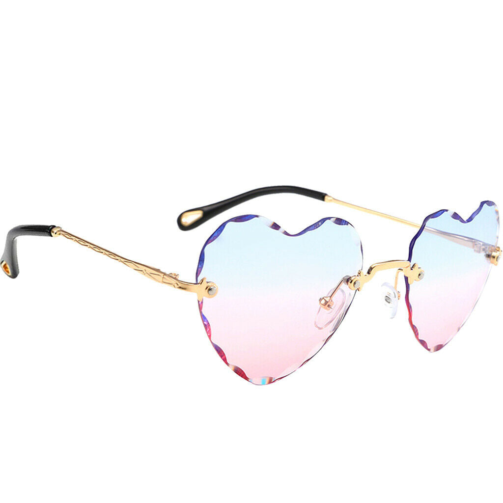 3Pcs Women Gradient Rimless Heart Shape Fashion UV400 Sun Glasses Aint-glare