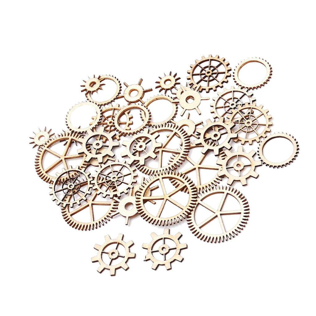 36 Pieces Punk Wood Shapes Crafts DIY Decor Embellishment Children Creative