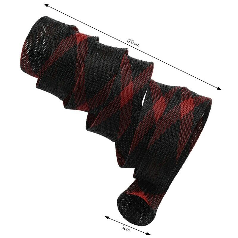 Fishing Rod Cover Rod Braided Strap Reel Cover Glove Protector (Black red) E4Z9