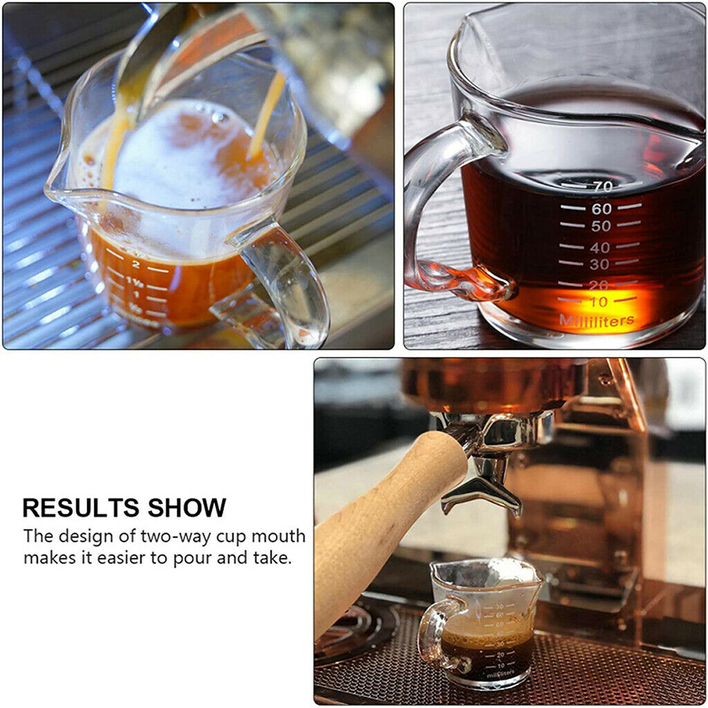 70ml Clear Glass Coffee Mugs Measuring Tea Cups for Hot Chocolate w/ Handle